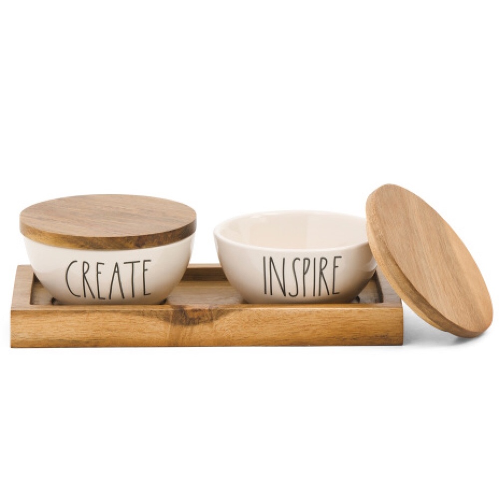NEW RAE DUNN Ceramic Bowls With Lid Set
